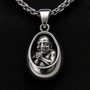 Collier unique avec pendentif œuf en argent massif 925 de style gothique Bosch, gargouille, 50,8 cm