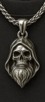 Collier squelette gothique démon en argent massif avec chaîne de 50 cm