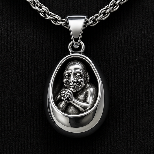 Unique Gargoyle Gothic Bosch-Style 925 Solid Silver Egg Pendant Necklace 20"