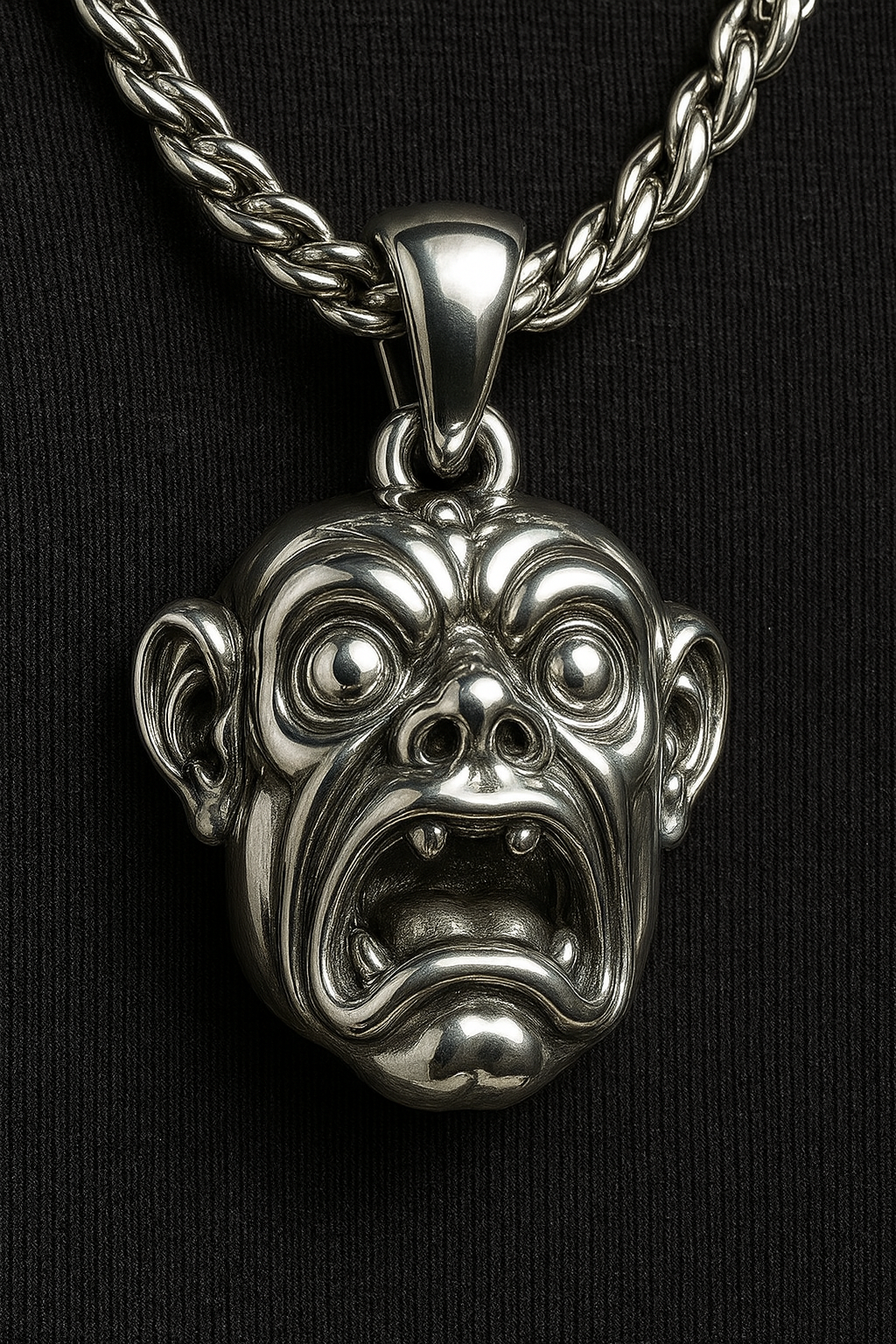 Solid Silver 925 Demon Gargoyle Pendant Gothic Necklace 20" Chain