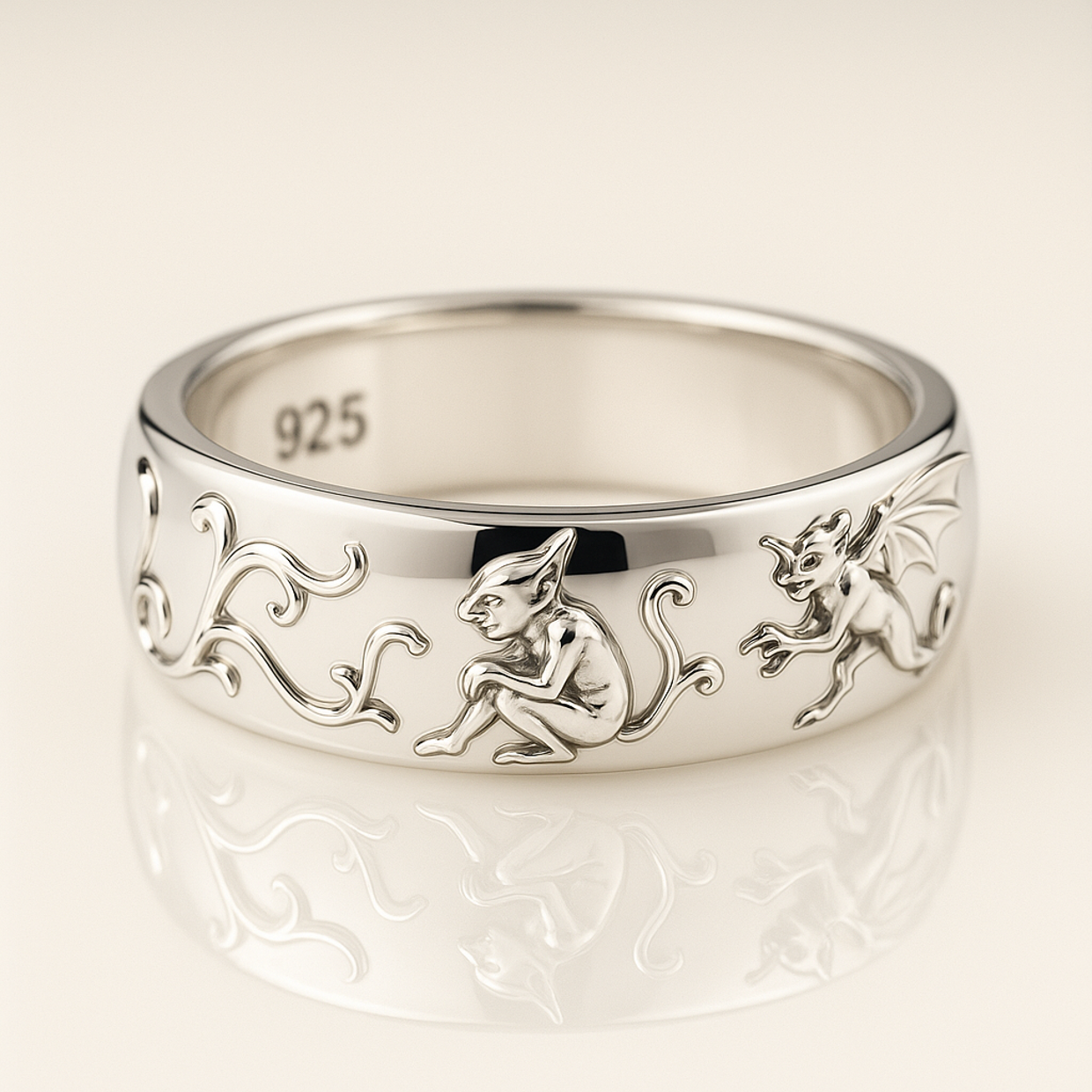 Hieronymus Bosch Solid Silver Gothic Gargoyle Demon Ring