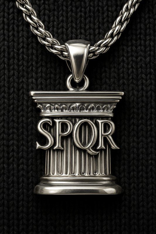 Solid Silver 925 Roman SPQR Necklace 20" Chain