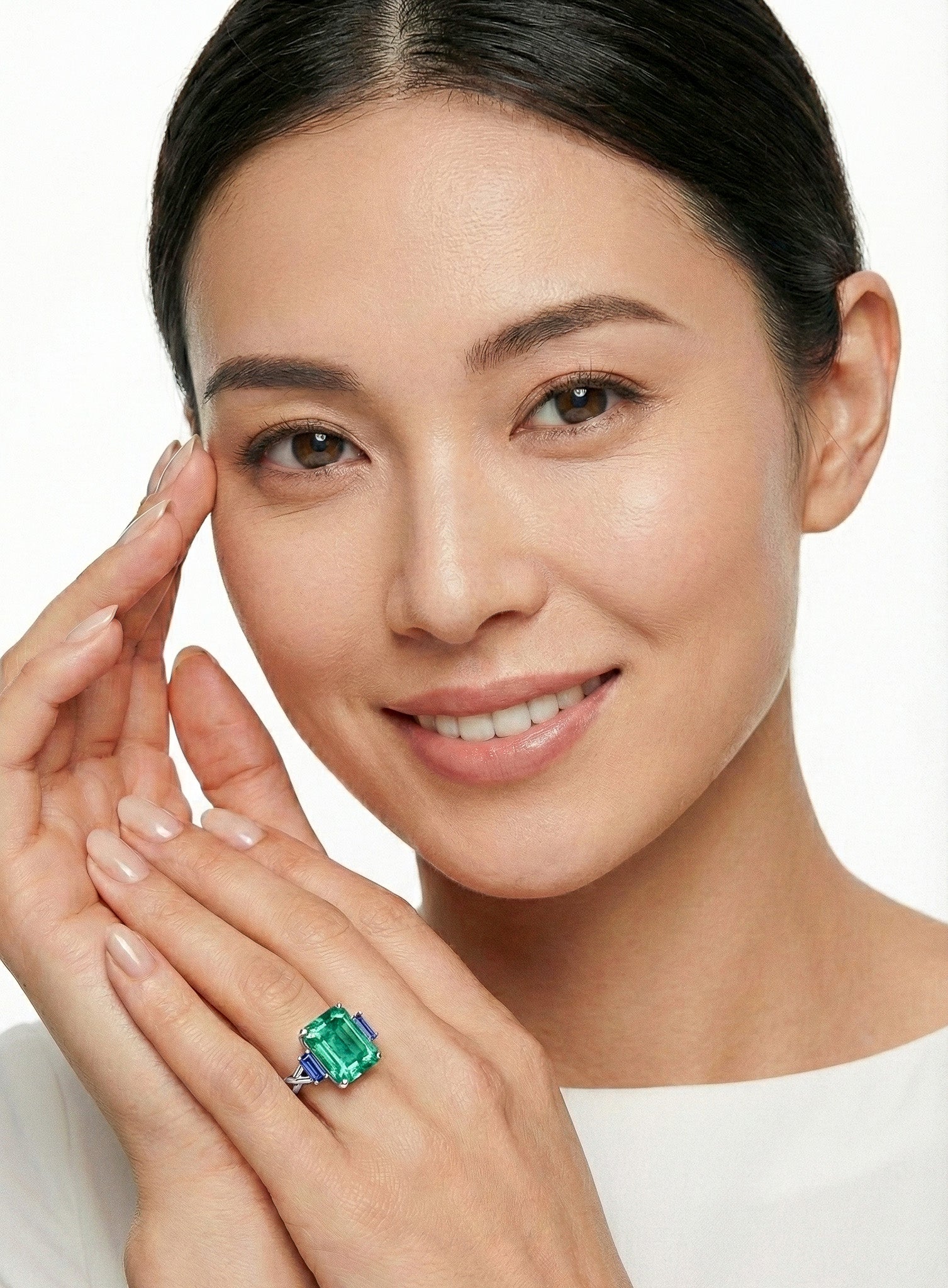 Colombian Emerald & Sapphire Trilogy Ring by Spectre