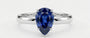 Solid 925 Silver Sapphire Pear-Cut Solitaire Ring
