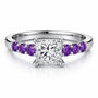 Princess Diamond & Amethyst Platinum Ring