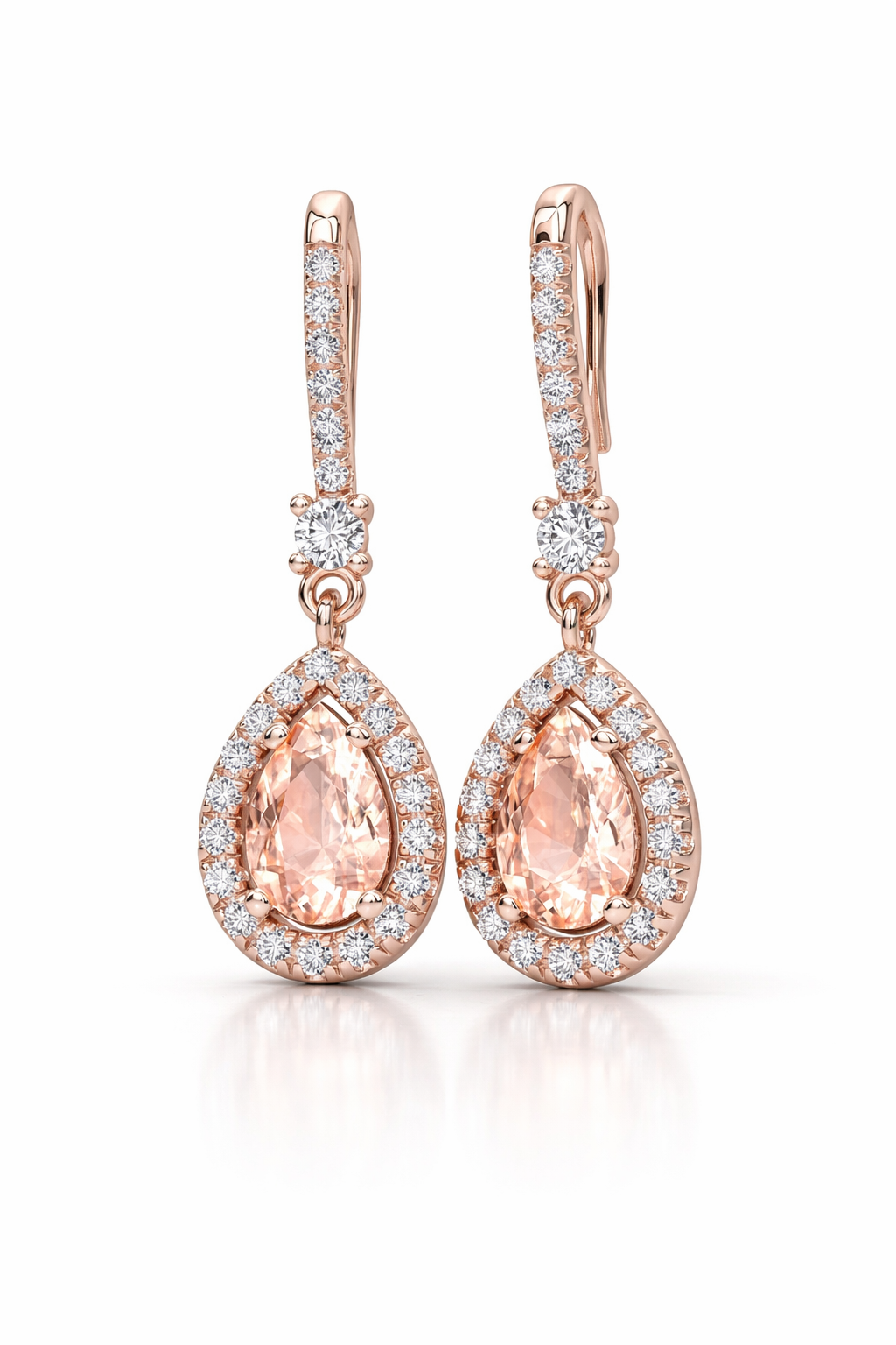 Pavé Set Diamond Earrings 9KT Rose Gold