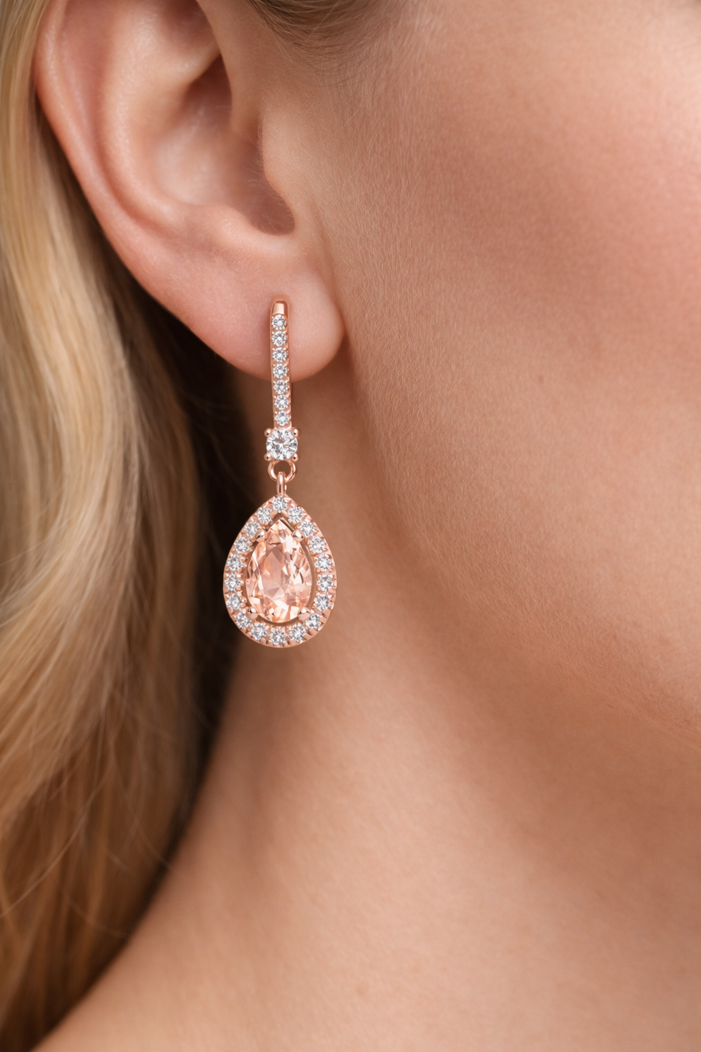 Pavé Set Diamond Earrings 9KT Rose Gold