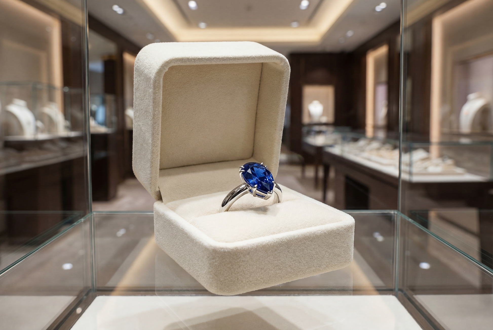 Solid 925 Silver Sapphire Pear-Cut Solitaire Ring