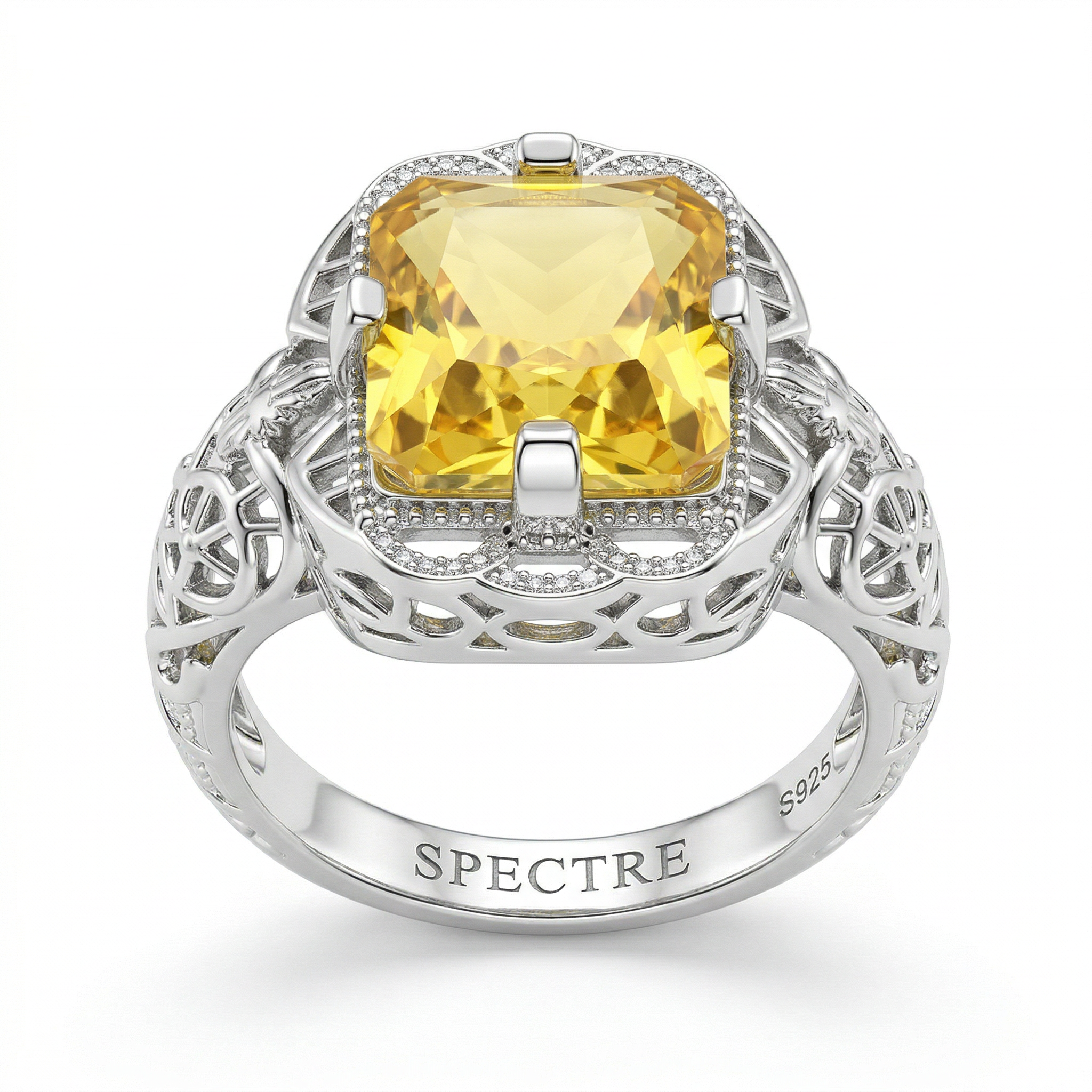 Citrine Moissanite 925 Sterling Silver Solitaire Ring