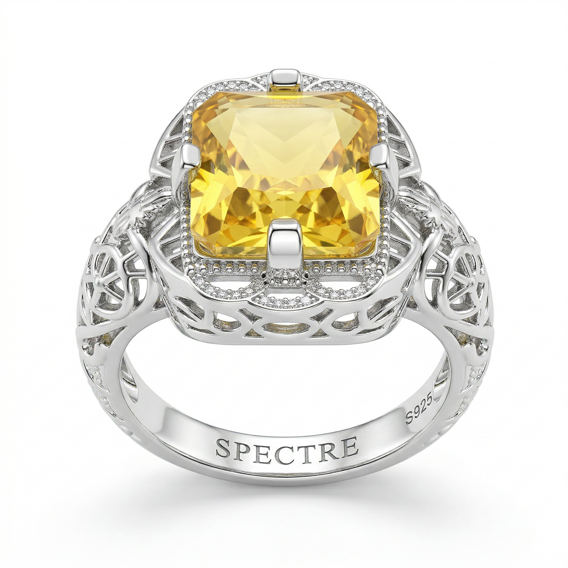 Citrine Moissanite 925 Sterling Silver Solitaire Ring