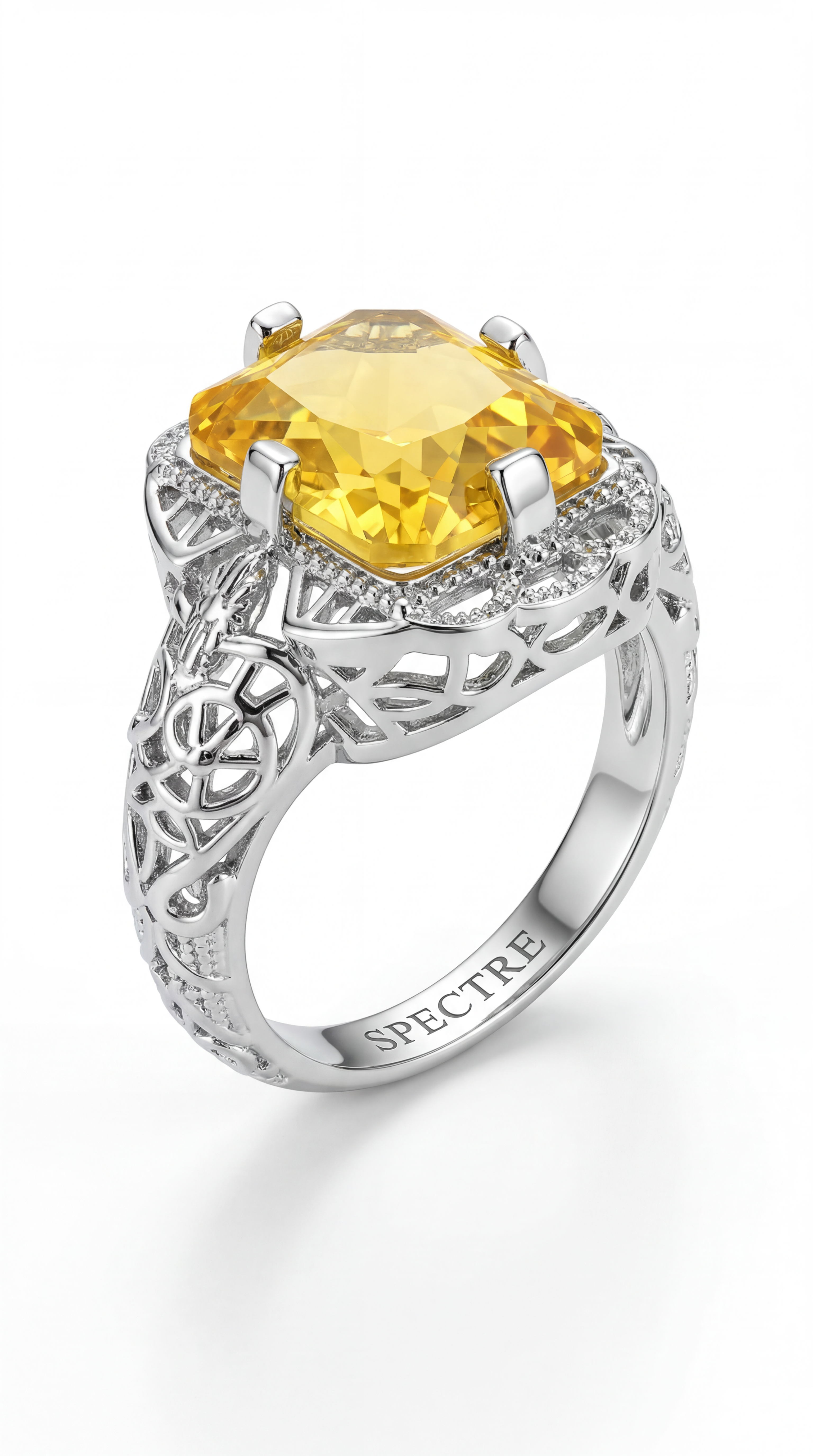 Citrine Moissanite 925 Sterling Silver Solitaire Ring