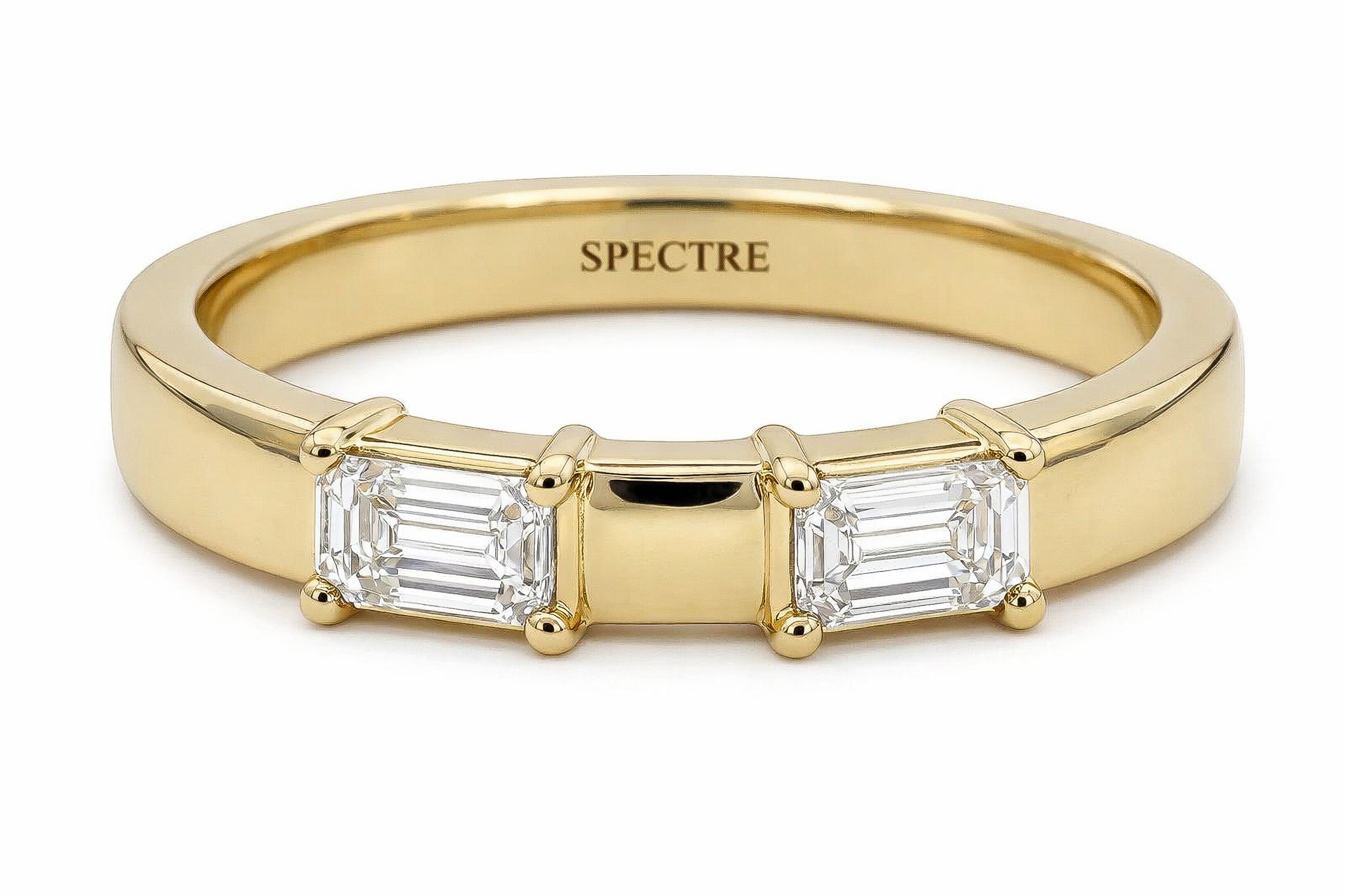 18kt Solid Yellow Gold Baguette Diamond Duo Ring