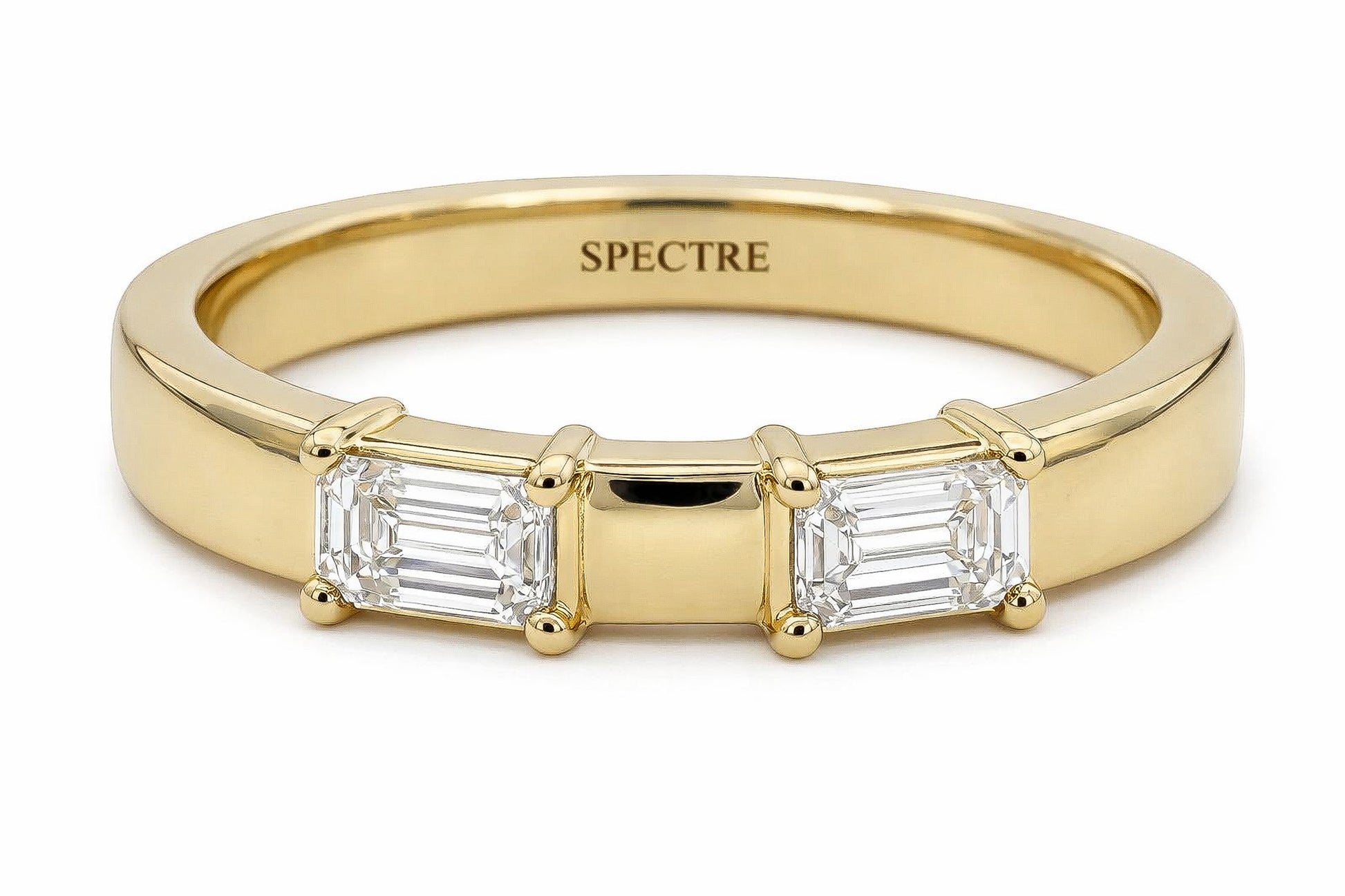 18kt Solid Yellow Gold Baguette Diamond Duo Ring