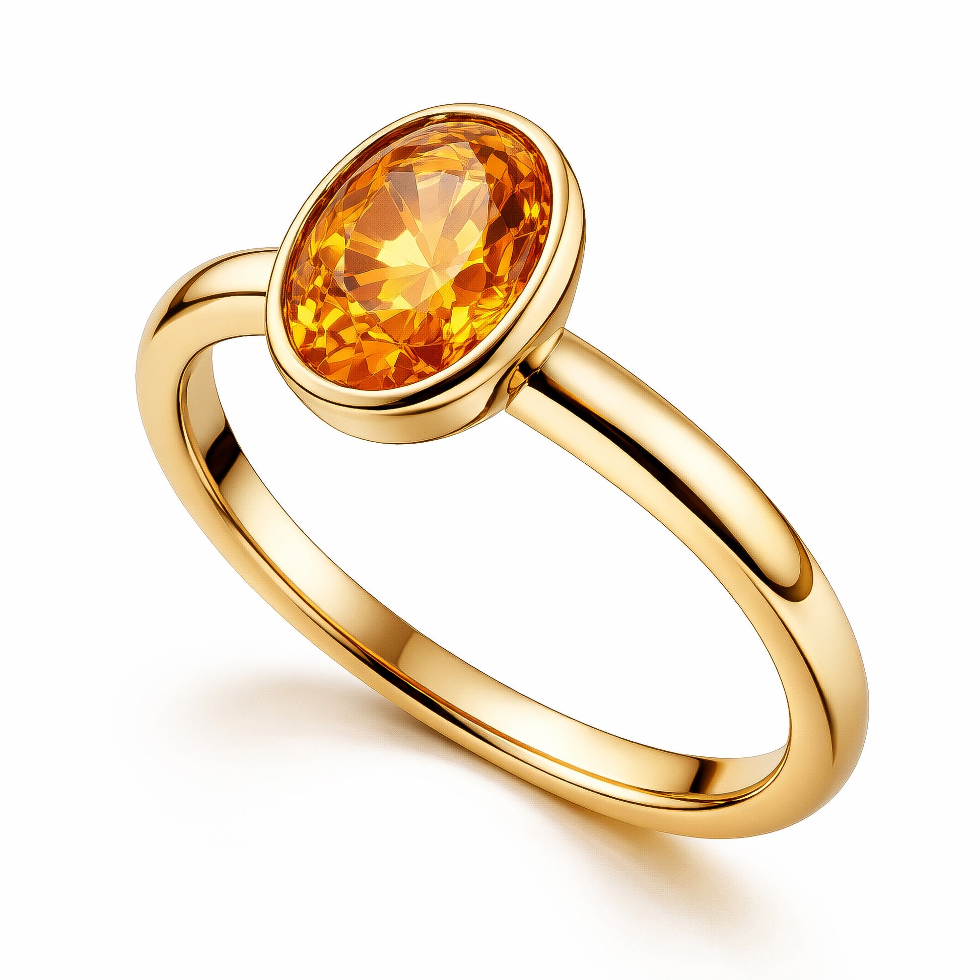 18kt Yellow Gold Oval Citrine Solitaire Ring
