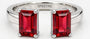Solid 925 Silver Ruby Baguette-Cut Duo Ring