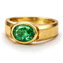18kt Solid Yellow Gold Chunky Emerald Oval Statement Ring