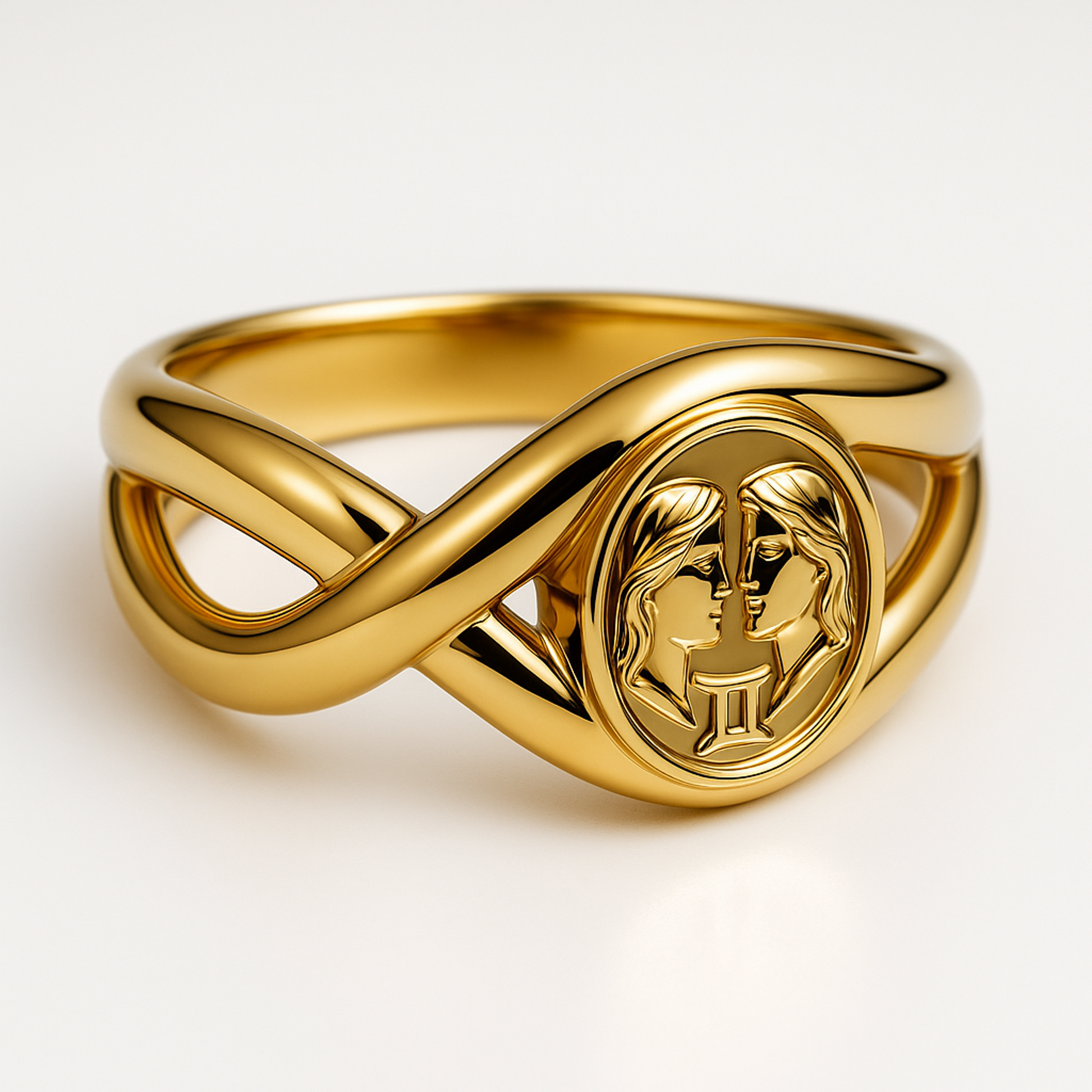 9ct Yellow Gold Gemini Zodiac Signet Ring