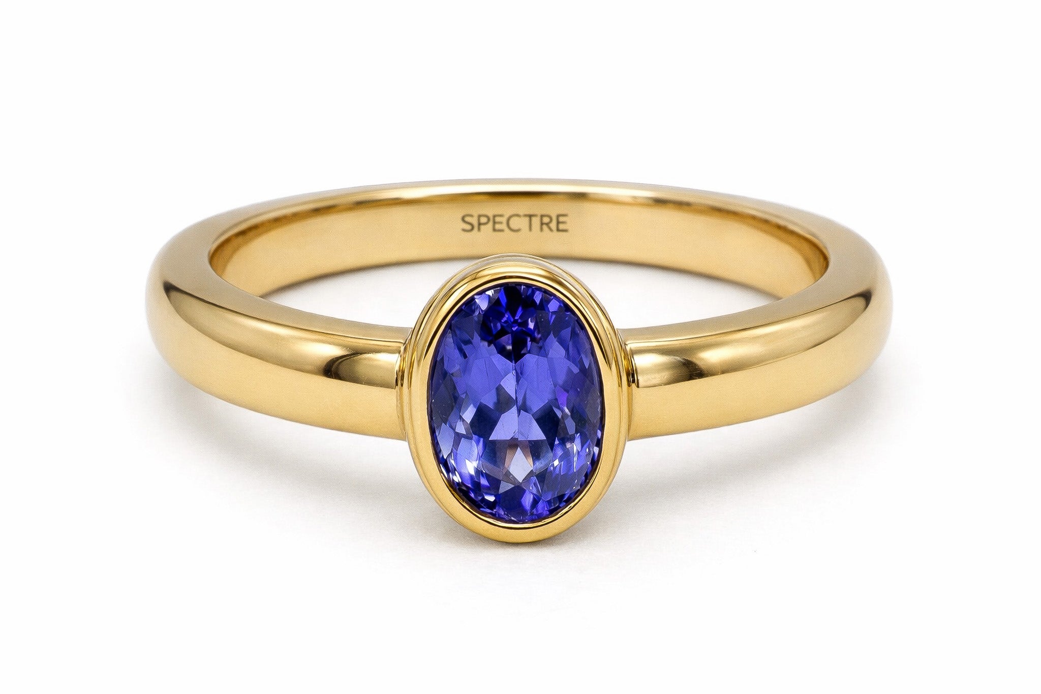 18kt Solid Yellow Gold Oval Sapphire Solitaire Ring