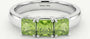 Solid 925 Silver Three-Stone Peridot Princess Cut Ring