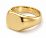 men's solid yellow gold cushion shaped signet ring