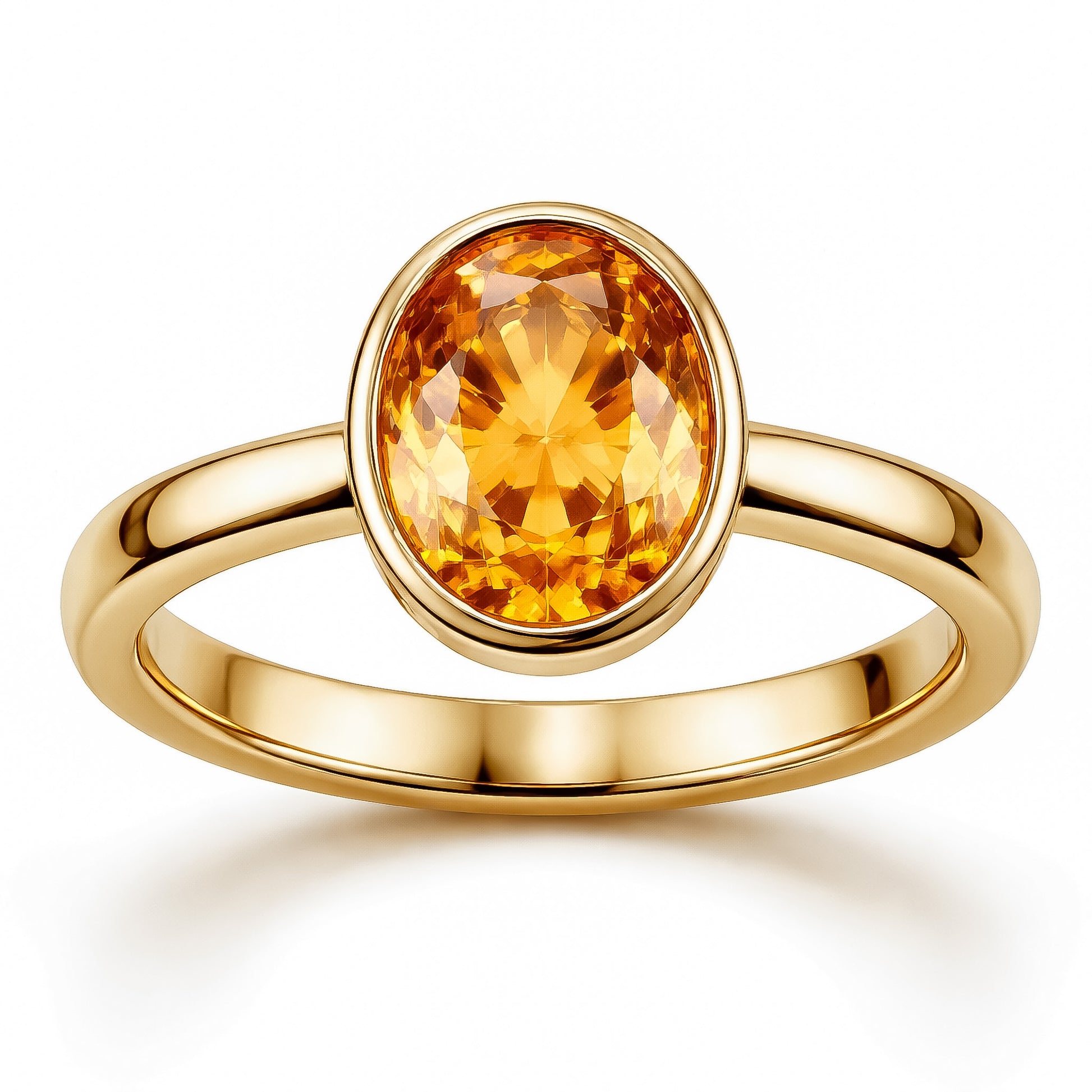18kt Yellow Gold Oval Citrine Solitaire Ring