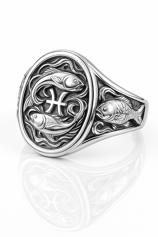 Pisces Zodiac Signet Ring