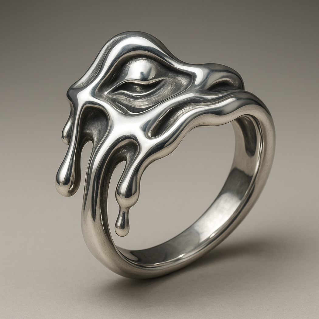 Dali-Inspired Solid Sterling Silver Ring